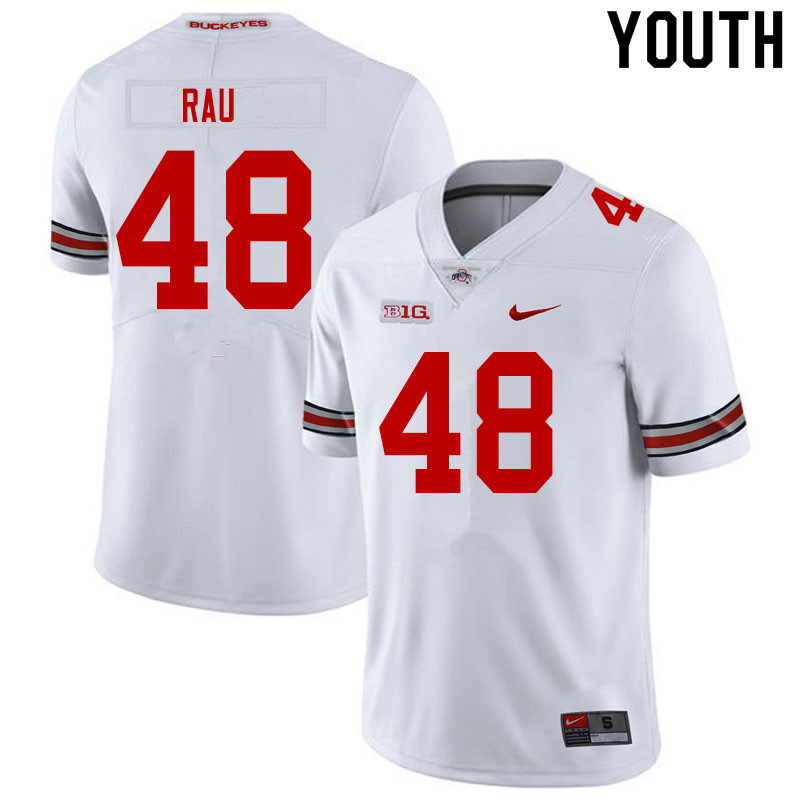 Ohio State Buckeyes Corey Rau Youth #48 White Authentic Stitched College Football Jersey